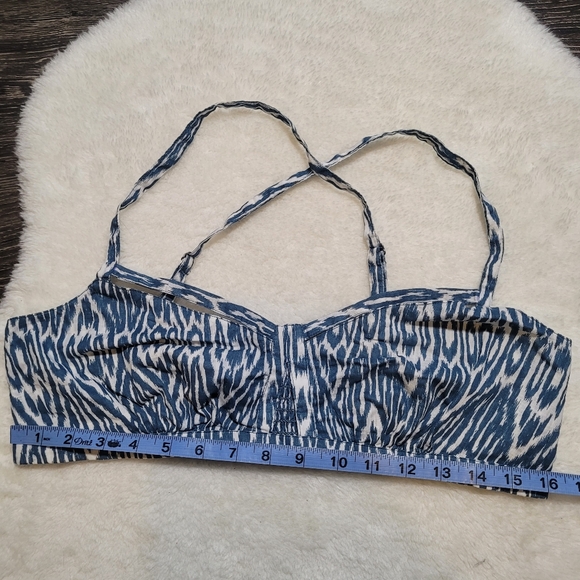 Anthropologie Pilcro Surf Bra Top In Ikat Blue And White Print Size M - Picture 9 of 12